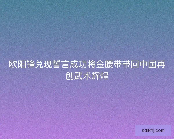 欧阳锋兑现誓言成功将金腰带带回中国再创武术辉煌