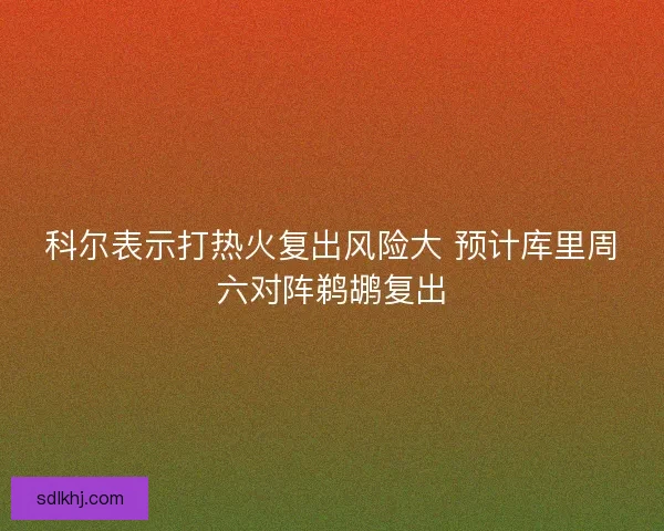 科尔表示打热火复出风险大 预计库里周六对阵鹈鹕复出